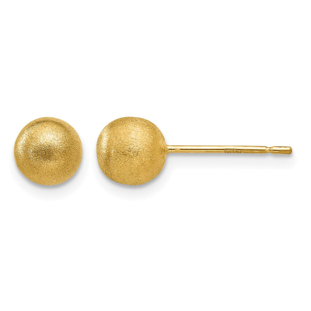 14K 6mm Satin Puffed Ball Post Earrings, 6 x 6 mm