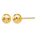 14K 8mm Polished Faceted Diamond-cut Puffed Ball Post Earrings, 8 x 8 mm