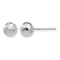14K White Gold 7mm Faceted Diamond-cut Puffed Ball Post Earrings, 7 x 7 mm