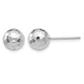 14K White Gold 8mm Faceted Diamond-cut Puffed Ball Post Earrings, 8 x 8 mm