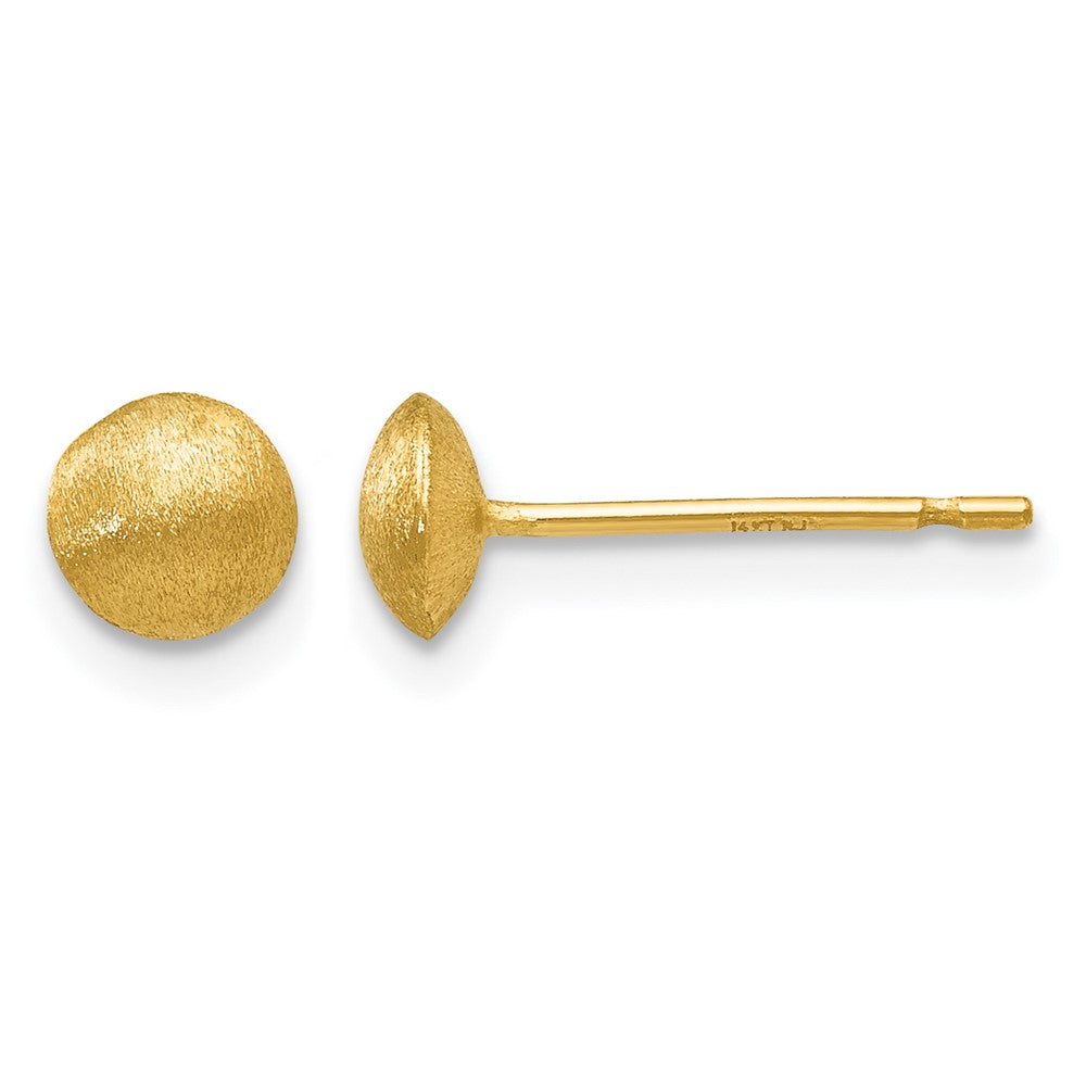 14K 5mm Satin Puffed Round Button Post Earrings, 5 x 5 mm