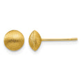 14K 7mm Satin Puffed Round Button Post Earrings, 7 x 7 mm