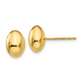 14K 10x7mm Polished Puffed Oval Button Post Earrings, 10 x 10 mm