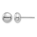 14k White Gold 8mm Polished Puffed Round Button Post Earrings, 8 x 8 mm, 1.32 g