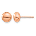 14k Rose Gold 8mm Polished Puffed Round Button Post Earrings, 8 x 8 mm