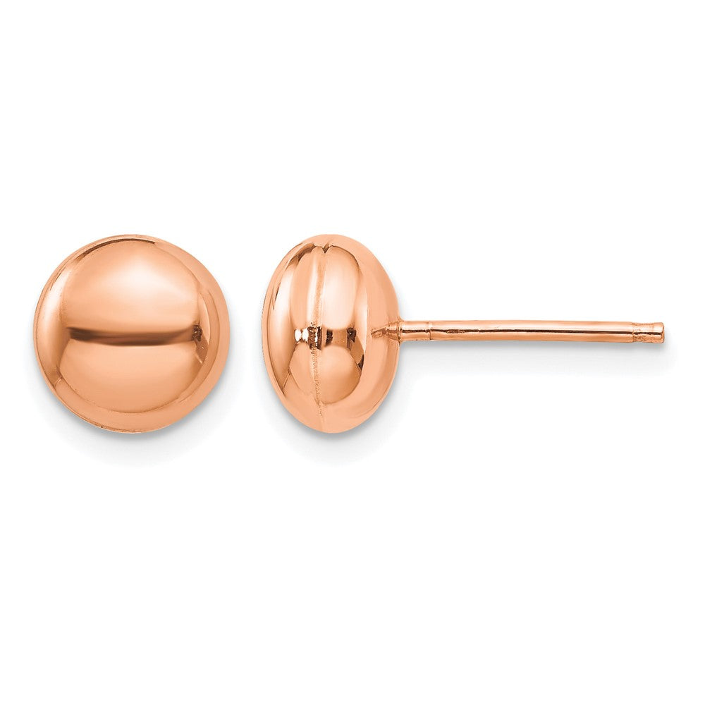 14k Rose Gold 8mm Polished Puffed Round Button Post Earrings, 8 x 8 mm