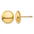 14k 12mm Polished Puffed Round Button Post Earrings, 12 x 12 mm