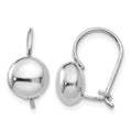 14k White Gold 8mm Polished Button Kidney Wire Earrings, 8 x 8 mm