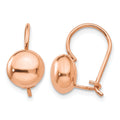 14k Rose Gold 8mm Polished Button Kidney Wire Earrings, 8 x 8 mm