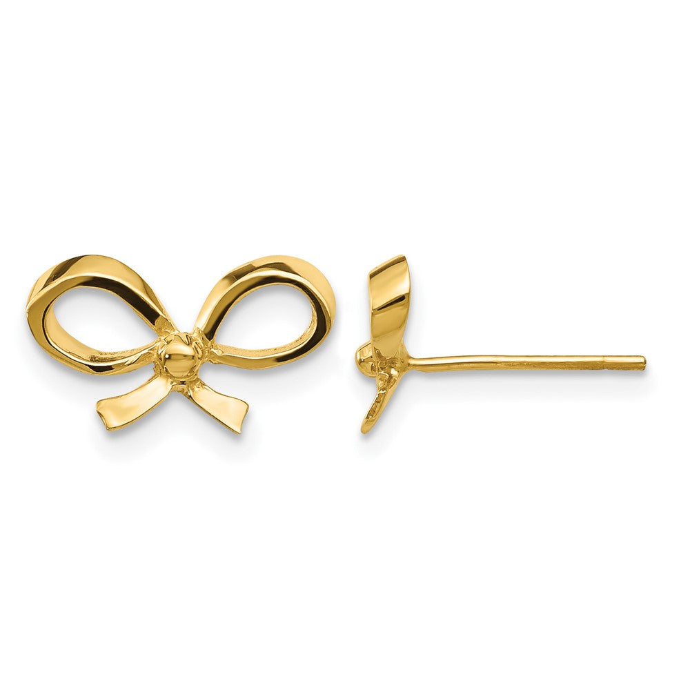 14k Polished Bow Post Earrings, 7 x 12 mm