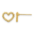 14k Polished Open Twisted Heart Post Earrings, 9 x 10 mm