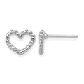 14k White Gold Polished Open Twisted Heart Post Earrings, 9 x 10 mm