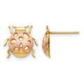14k Two-Tone Satin and Polished Ladybug Post Earrings, 14 x 11 mm