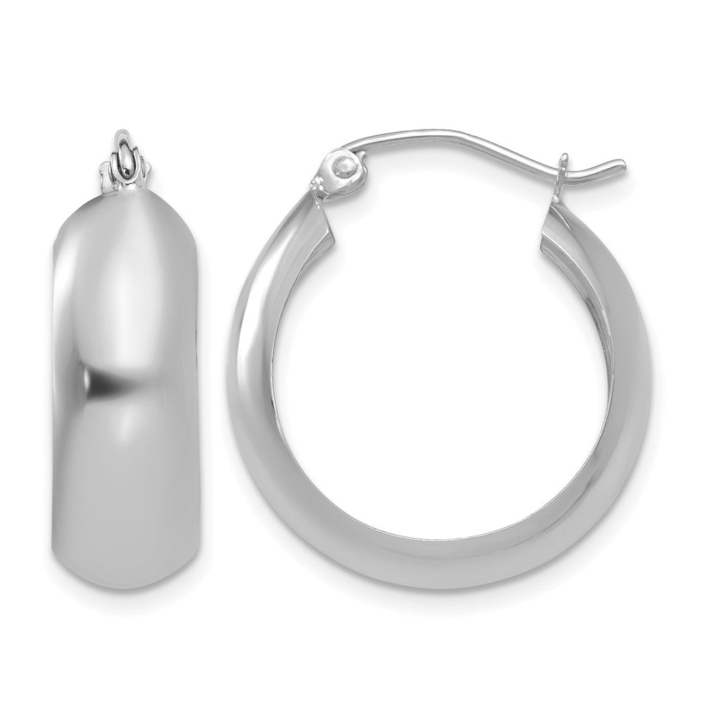 14k White Gold 7x21mm Polished Hoop Earrings, 14 x 7 mm