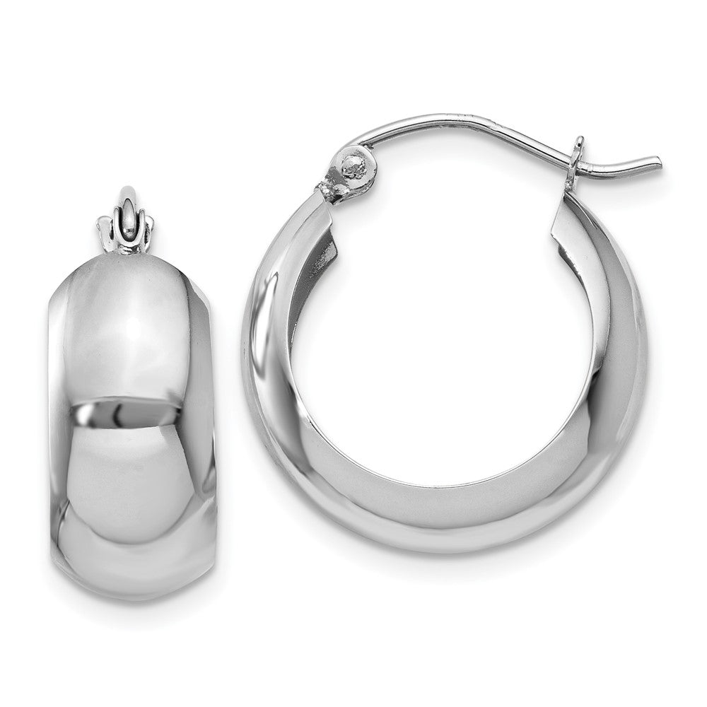 14k White Gold 7x19mm Polished Hoop Earrings, 13 x 7 mm