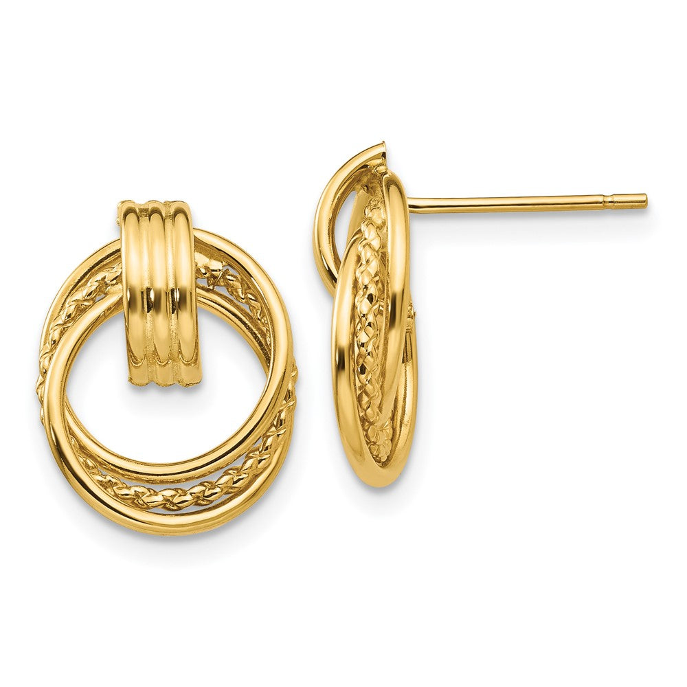 14k Polished Fancy Doorknocker Post Earrings, 14 x 11 mm
