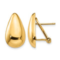 14k 10x20mm Polished Teardrop Omega Back Post Earrings, 20 x 10 mm