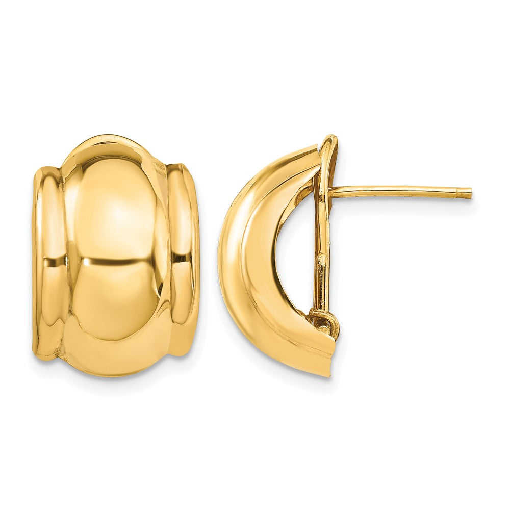 14k 12x17mm Polished Fancy Omega Back Post Earrings, 17 x 12 mm