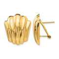 14k Polished Fancy Ribbed Omega Back Post Earrings, 22 x 19 mm