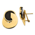 14k Black Onyx Fancy Contemporary Omega Back Earrings, 25 x 20 mm
