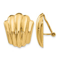 14k Polished Fancy Ribbed Omega Back Non-pierced Earrings, 23 x 20 mm