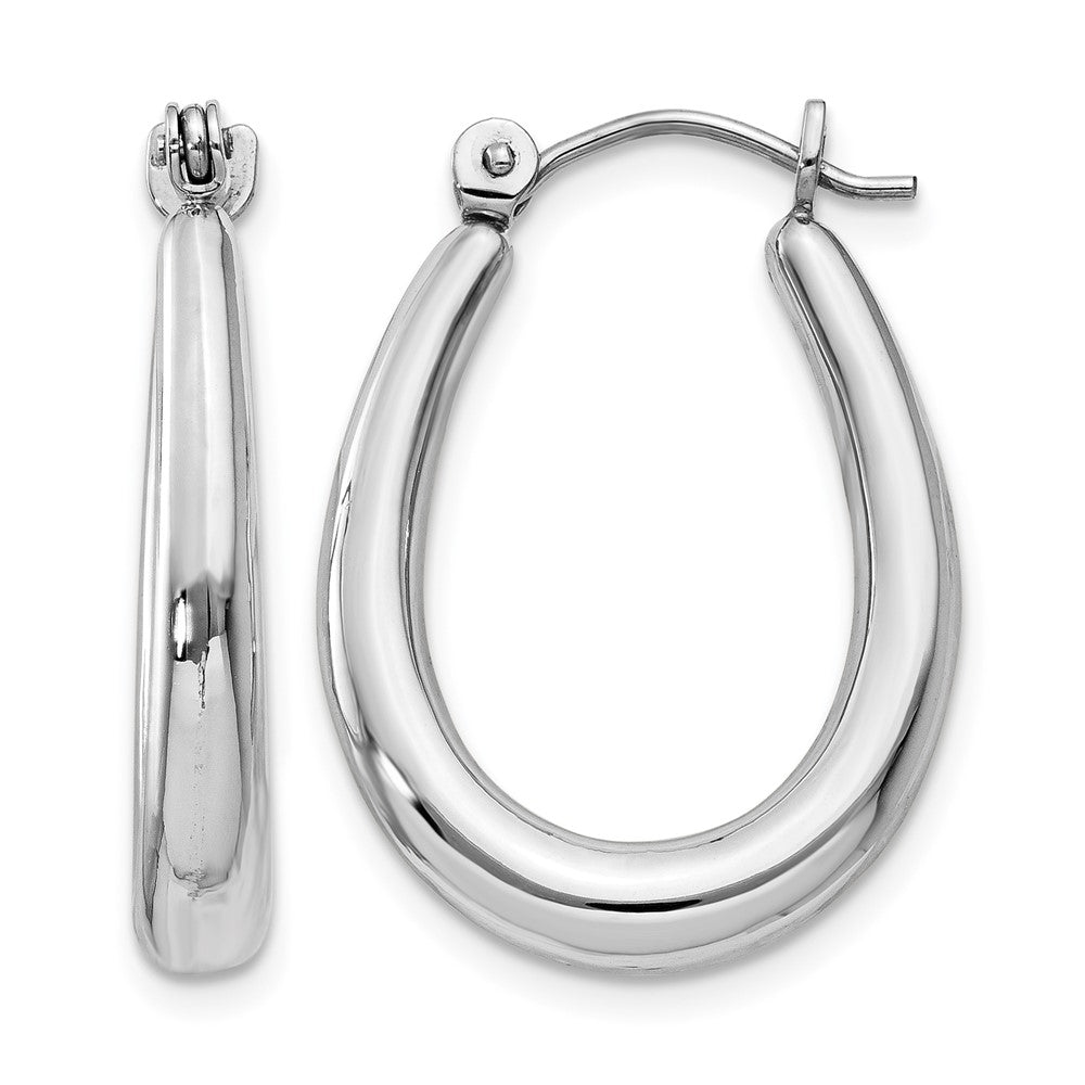 14k White Gold Polished Hoop Earrings, 10 x 3 mm