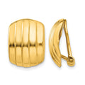 14k 12x17mm Polished Ribbed Omega Back Non-pierced Earrings, 17 x 12 mm