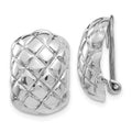 14k White Gold 12x17mm Polished Crisscross Omega Back Non-pierced Earrings, 17 x 12 mm