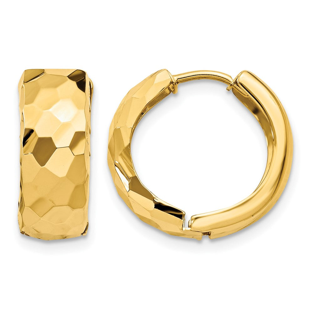 14k Faceted & Polished Hinged 6mm Hoop Earrings, 12 x 6 mm