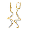 14k Two-tone Spiral Dangle Leverback Earrings, 50 x 14 mm