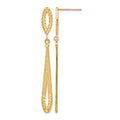 14k Diamond-cut Open Teardrop Dangle Post Earrings, 48 x 5 mm