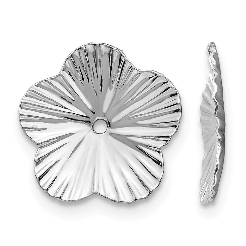 14k White Gold Polished Fancy Floral Earring Jackets, 7 x 7 mm
