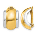 14k and White Rhodium 12x16mm Polished Half Hoop Omega Back Non-pierced Earrings, 16 x 12 mm
