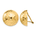 14k 20mm Hammered Half Ball Omega Back Non-pierced Earrings, 21 x 20 mm
