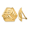 14k 21mm Ribbed Design Omega Back Non-pierced Earrings, 21 x 23 mm