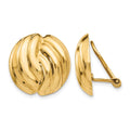 14k 19mm Polished Swirl Omega Back Non-pierced Earrings, 19 x 18 mm