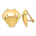 14k Polished Fan Omega Back Non-pierced Earrings, 21 x 22 mm