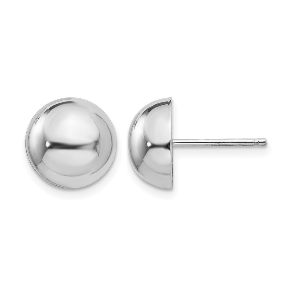 14k White Gold 10mm Polished Half Ball Post Earrings, 10 x 10 mm