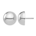 14k White Gold 16mm Polished Half Ball Post Earrings, 16 x 16 mm