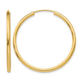 14k 2x35mm Polished Round Endless Tube Hoop Earrings, 35 x 2 mm