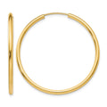 14k 2x40mm Polished Round Endless Tube Hoop Earrings, 40 x 2 mm