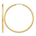 14k 2x50mm Polished Round Endless Tube Hoop Earrings, 50 x 2 mm