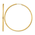 14k 2x60mm Polished Round Endless Tube Hoop Earrings, 60 x 2 mm