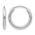 14k White Gold 2x16mm Polished Round Endless Tube Hoop Earrings, 16 x 2 mm