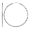 14k White Gold 2x45mm Polished Round Endless Tube Hoop Earrings, 45 x 2 mm