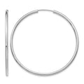 14k White Gold 2x50mm Polished Round Endless Tube Hoop Earrings, 50 x 2 mm