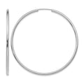 14k White Gold 2x54mm Polished Round Endless Tube Hoop Earrings, 55 x 2 mm