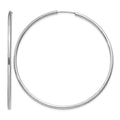 14k White Gold 2x60mm Polished Round Endless Tube Hoop Earrings, 60 x 2 mm