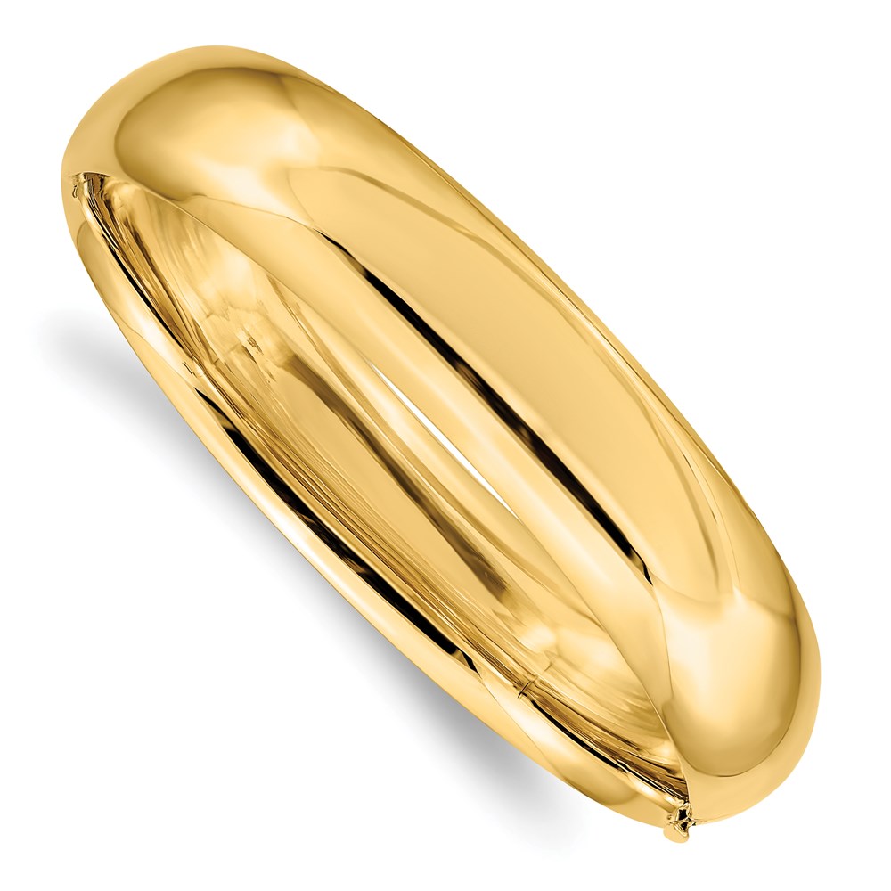 14k 9/16 High Polished 14.5mm Hinged Oval Bangle Bracelet, 7 x 14.5 mm