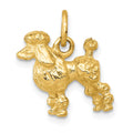14k Solid 3-D Poodle Dog Charm, 16 x 13 mm